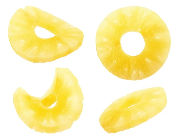 Canned pineapple slice composition on white background — Stock Photo, Image