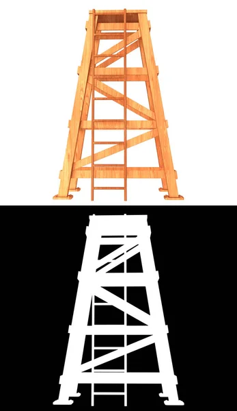 用 α 信道在白色背景上绘制塔楼3D — 图库照片