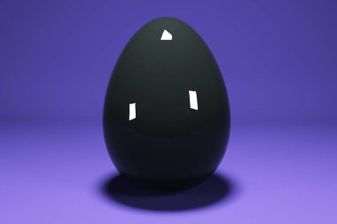 Siyah parlak metalik renkte Paskalya yumurtaları arkada izole edilmiş.