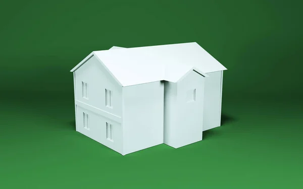 3Dイラスト。背景に隔離された家 — ストック写真