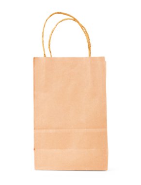 Recycled paper bag on gray background