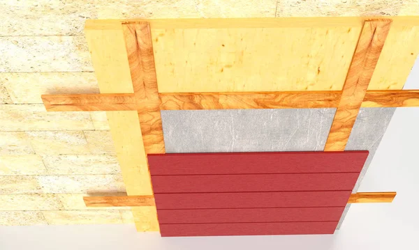 Схема теплоизоляции и покрытия наружных стен — стоковое фото