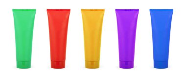 Beyaz arka plan üzerinde izole boş güneş kozmetik şişe