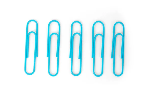 Multicolored paper clips on a white background close-up — 스톡 사진