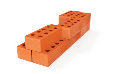font build out of bricks based 3d render bricks on a white background