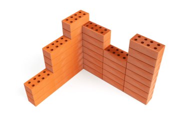font build out of bricks based 3d render bricks on a white background