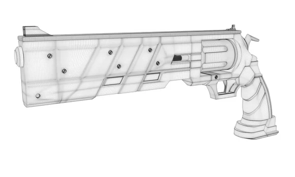 リボルバーの3Dレンダリングオブジェクトイラスト Scifi Revolver — ストック写真