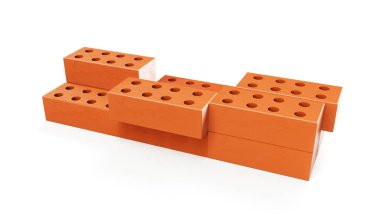 font build out of bricks based 3d render bricks on a white background