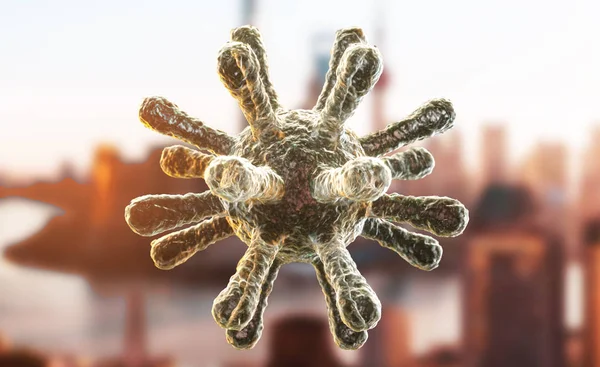 Mikroskopisk Syn Coronavirus Patogen Som Angriper Luftvägarna Analys Och Test — Stockfoto