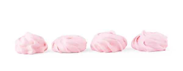 Ciasteczko Bezowe Odizolowane Słodki Chrupiący Różowy Skręcony Bezy Białym Tle — Zdjęcie stockowe
