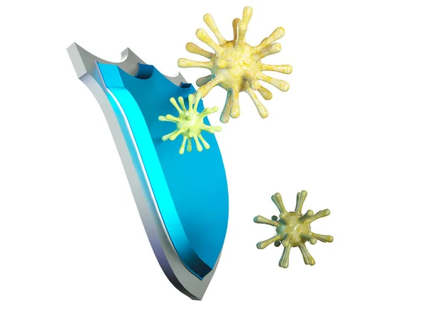 Escudo Antibacteriano Vírus Saúde Proteger Conceito Renderização — Fotografia de Stock