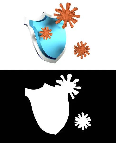 抗菌または抗ウイルスシールド 健康保護の概念 アルファチャンネル付き3Dレンダリング — ストック写真