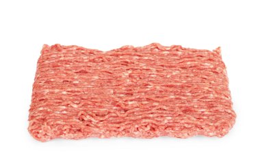 Kıyma, domuz eti, sığır eti, et, kesme yolu, beyaz arka planda izole, tam derinlik
