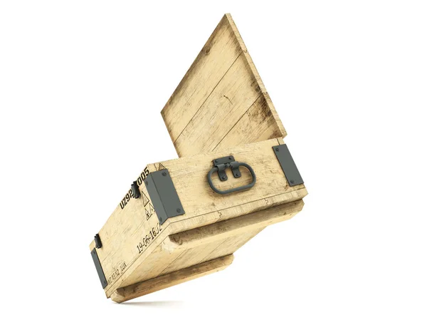 爆発物をホワイトに隔離した軍用箱 3Dイラスト — ストック写真