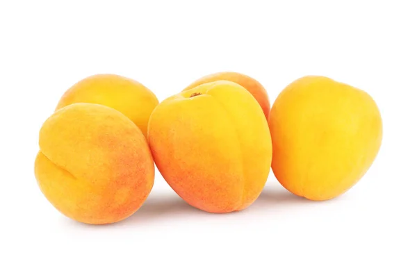 Fresh Ripe Whole Half Sliced Apricot Isolated White Background — Stock Photo, Image