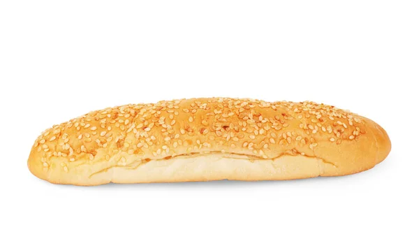 Lekker Vers Broodje Met Sesamzaad Geïsoleerd Witte Achtergrond — Stockfoto
