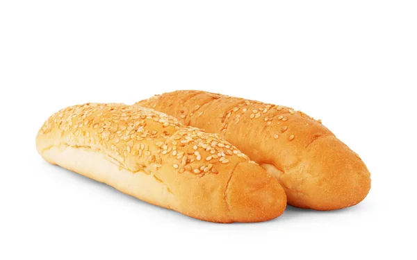 Lekker Vers Broodje Met Sesamzaad Geïsoleerd Witte Achtergrond — Stockfoto