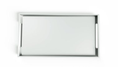 Boş tepsi merhemi ve beyaza izole edilmiş tutamaklar. 3d oluşturma