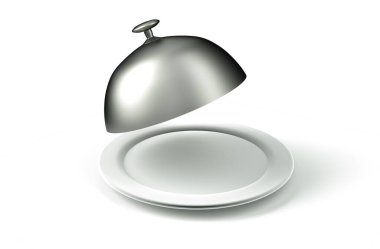 Cloche beyaz 3d render üzerinde izole plaka