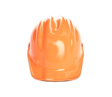 Turuncu miğfer. Beyaz arkaplanda 3d görüntüleme