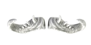 Bir boğa için boynuzlar, beyaz arka planda bir canavarın boynuzları...