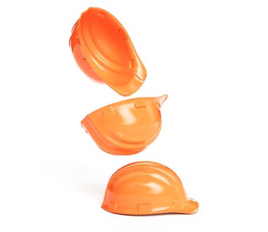 Sarı miğfer. Beyaz arkaplanda 3d görüntüleme