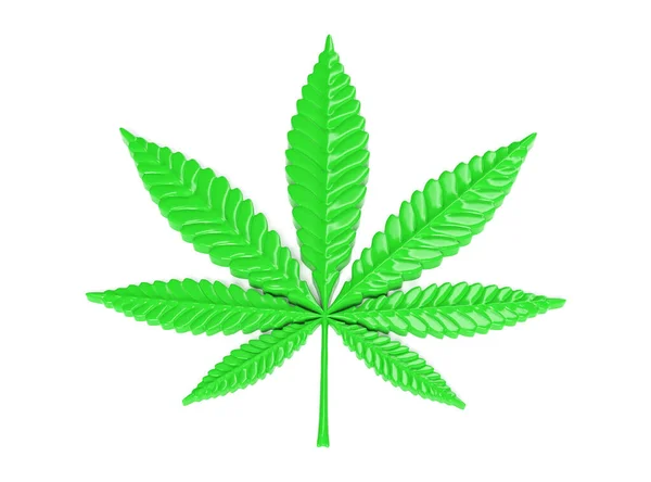 Cannabis Levél Elszigetelt Fehér Háttér Render — Stock Fotó