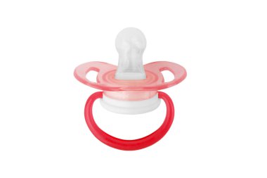 Emzik beyaz üzerine izole edilmiş. Pembe bebeğin emziği beyaz arkaplanda izole edildi.