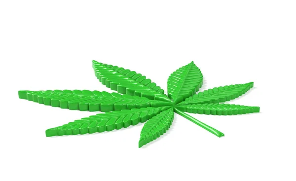 Hoja Cannabis Aislada Sobre Fondo Blanco Renderizado — Foto de Stock