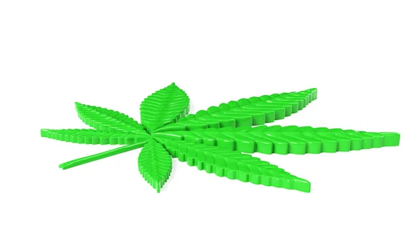 Cannabis Leaf Isolerad Vit Bakgrund Render — Stockfoto