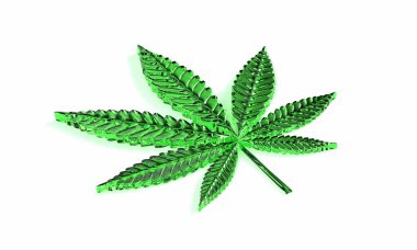 Kenevir Yaprağı beyaz arka planda izole edildi. 3B Hazırlama