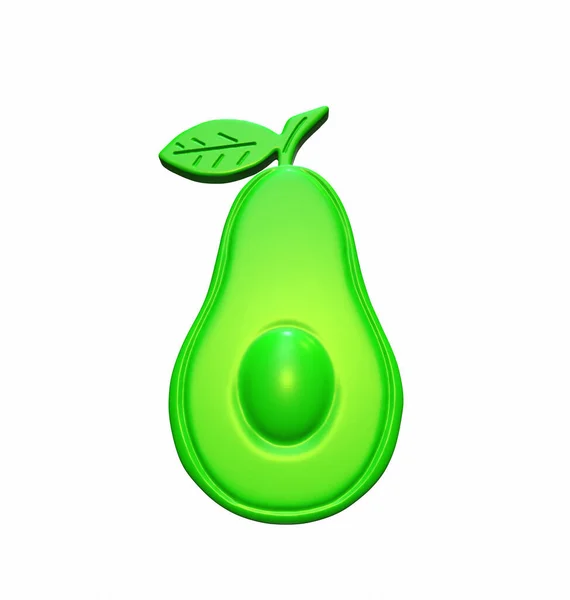 Green Avocado Half Illustration Render — Stock Photo, Image