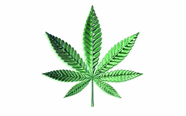 Hoja Cannabis Aislada Sobre Fondo Blanco Renderizado — Foto de Stock