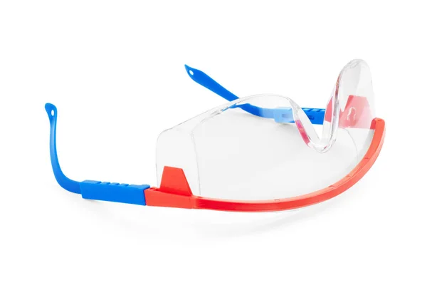 Óculos Trabalho Protetores Plástico Isolados Fundo Branco — Fotografia de Stock