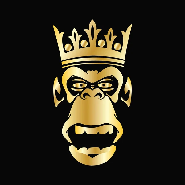 Illustration vector graphic of head gorilla with crown on gold color .Perfect for e sport,t shirt,and sport symbol — 스톡 벡터