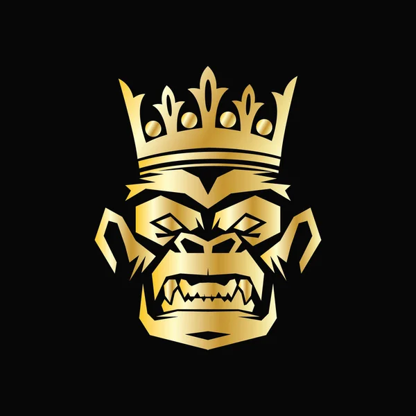 Illustration vector graphic of head gorilla with crown on gold color .Perfect for e sport,t shirt,and sport symbol — Stock Vector