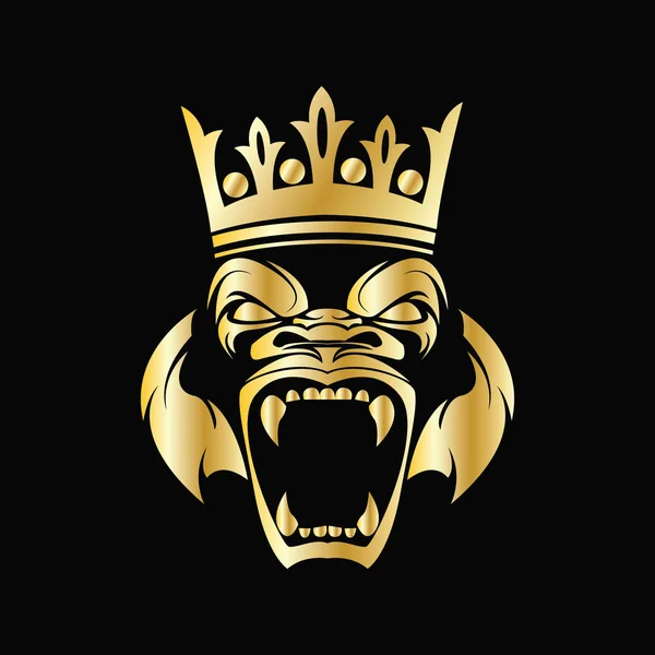 Ilustración gráfico vectorial de cabeza gorila con corona en color oro. Perfecto para e sport, camiseta y símbolo deportivo Vectores De Stock Sin Royalties Gratis
