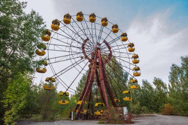 Pripyat eğlence parkı. Dışlama Çernobil bölgesi hayalet şehir