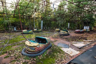 Pripyat eğlence parkı. Dışlama Çernobil bölgesi hayalet şehir