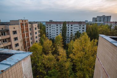 Hayalet kasaba Pripyat Chornobyl bölge terk edilmiş binaların