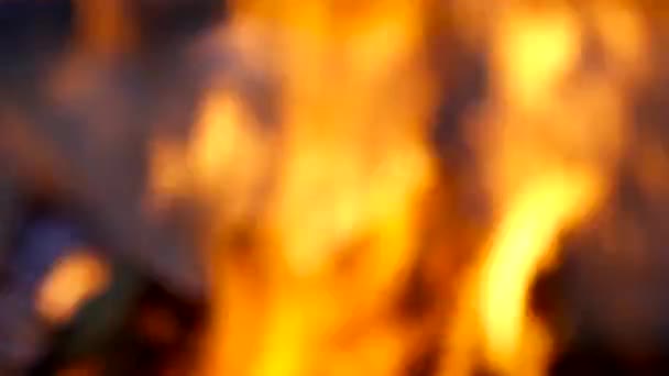 Frumos Abstract Roșu Strălucitor Portocaliu Blur Foc Flăcări Fundal Noapte — Videoclip de stoc