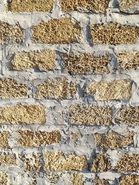 Vecchio Mattone Giallo Sfondo Texture Muro Mattoni Poroso Nel Tempio — Foto Stock