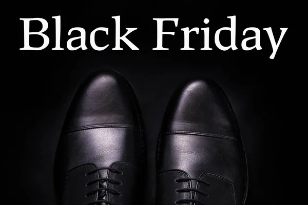 Black friday.  oxford shoes on  background. Top view.