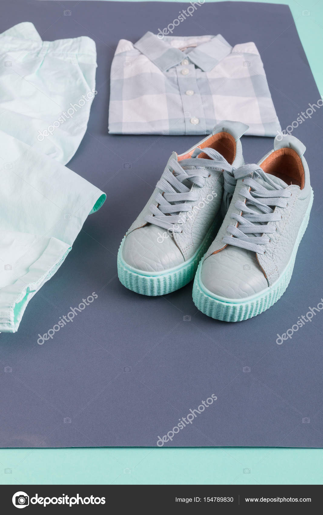 mint color sneakers
