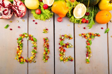 Kelime diyet sebze ve kuruyemiş yapılır. Sağlıklı vegan diyet çiğ gıda.