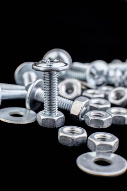 Metal civata arka plan. Makro. Çalışma araçları. Öğeleri sabitleme.