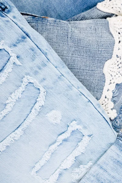 Jean fond. Texture jean bleu denim. Concept pour la mode. Espace de copie. Cadre  . — Photo