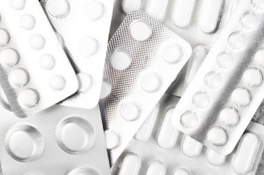 Hapları. Vakumlu Ambalaj tıp hap. Tabletler ve şişe.