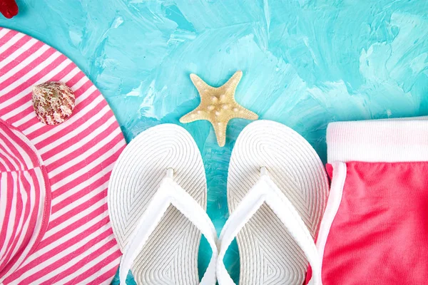 Kadının şeyler aksesuarlar yaz sezonu kümesi. 