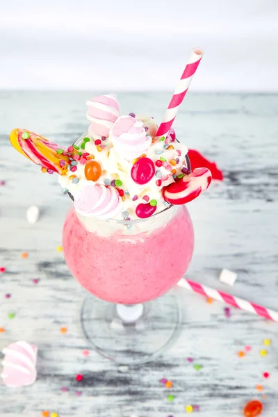 Pink Extreme milkshake with berry rasberry